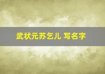 武状元苏乞儿 写名字